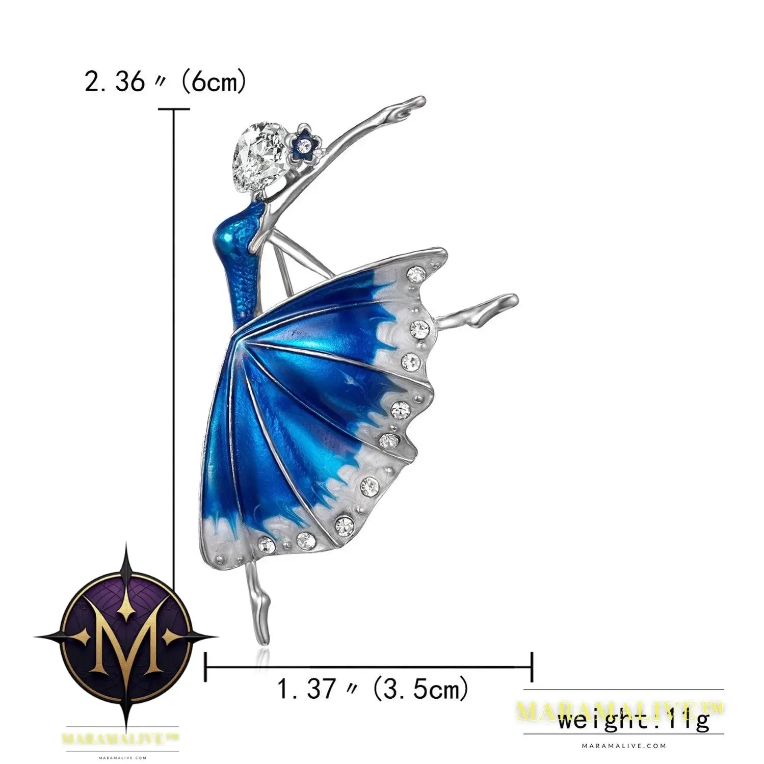 Rhinestone Pearl Dress Dancing Girl Brooches Women Dancer Sports Brooch Pins Gifts