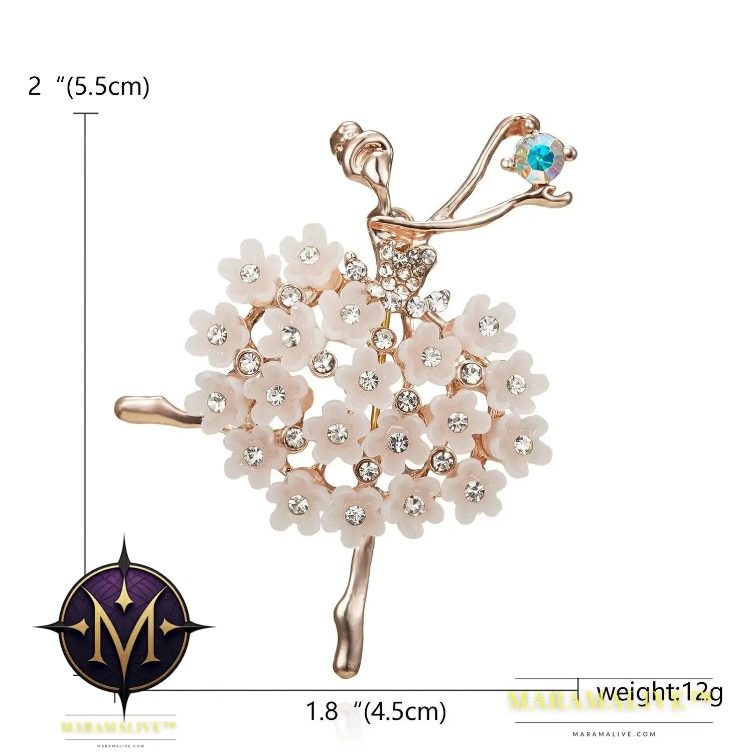 Rhinestone Pearl Dress Dancing Girl Brooches Women Dancer Sports Brooch Pins Gifts