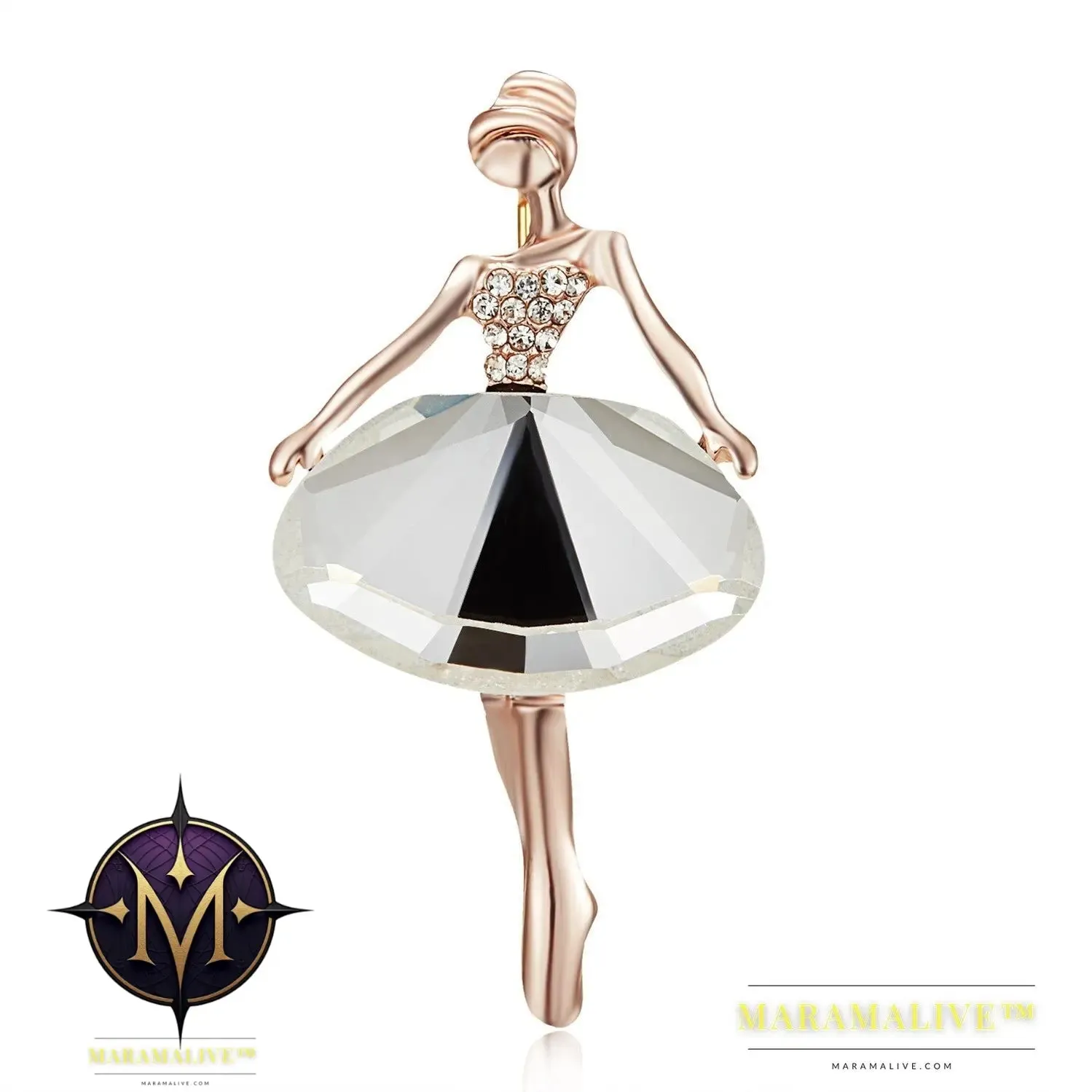 Rhinestone Pearl Dress Dancing Girl Brooches Women Dancer Sports Brooch Pins Gifts