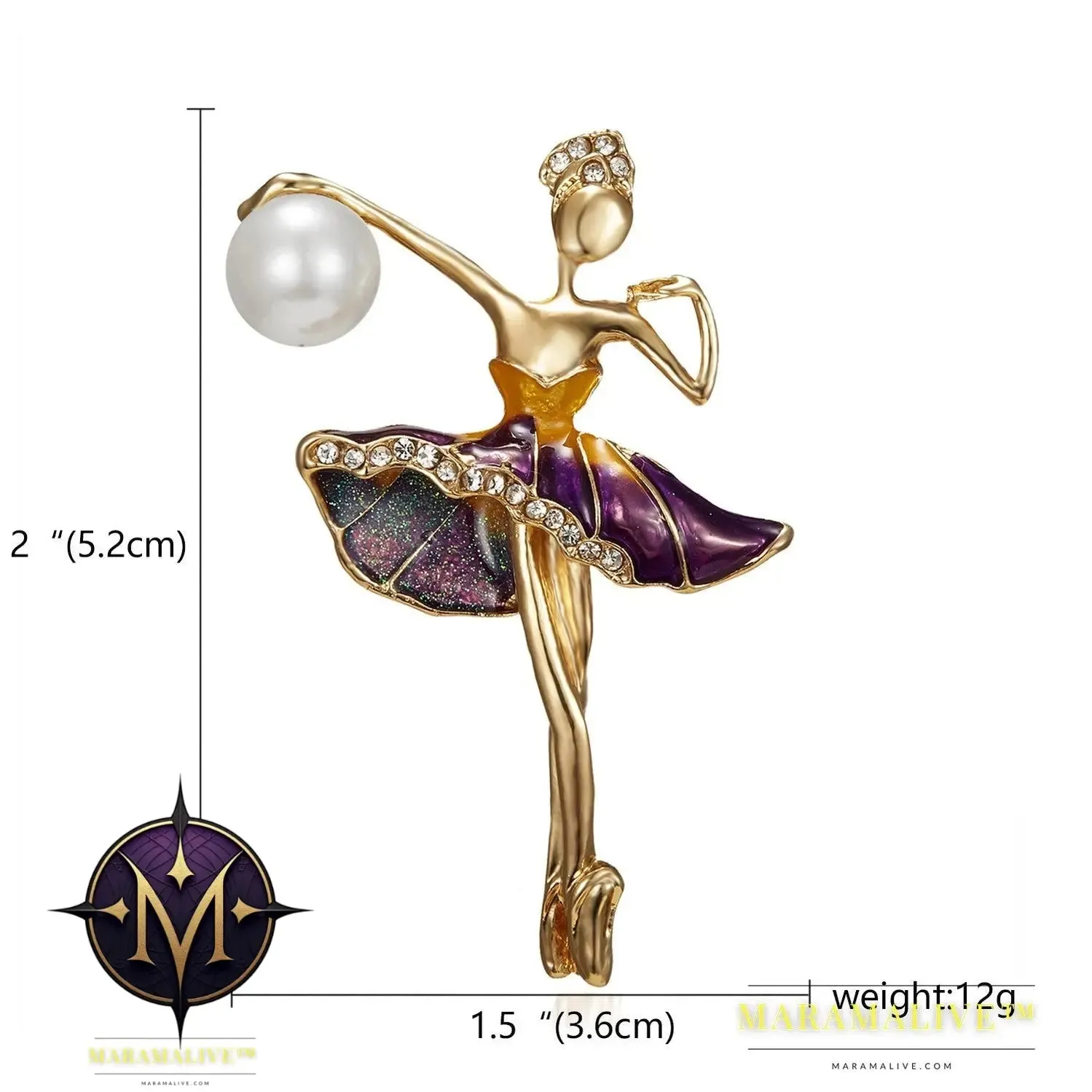 Rhinestone Pearl Dress Dancing Girl Brooches Women Dancer Sports Brooch Pins Gifts