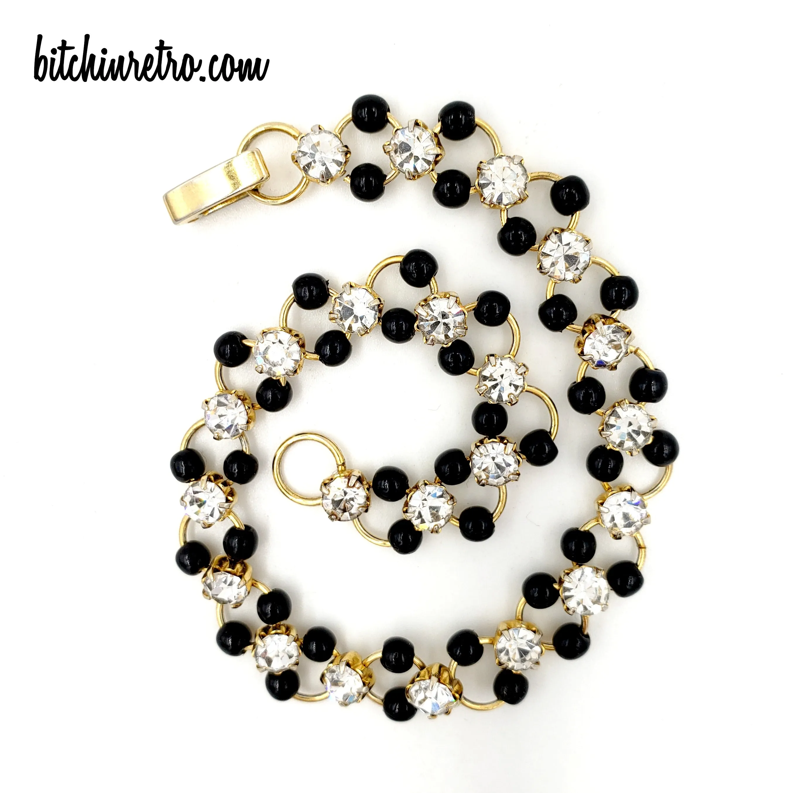 Rhinestone Penguin Brooch and Bracelet with 1928 Beaded Necklace