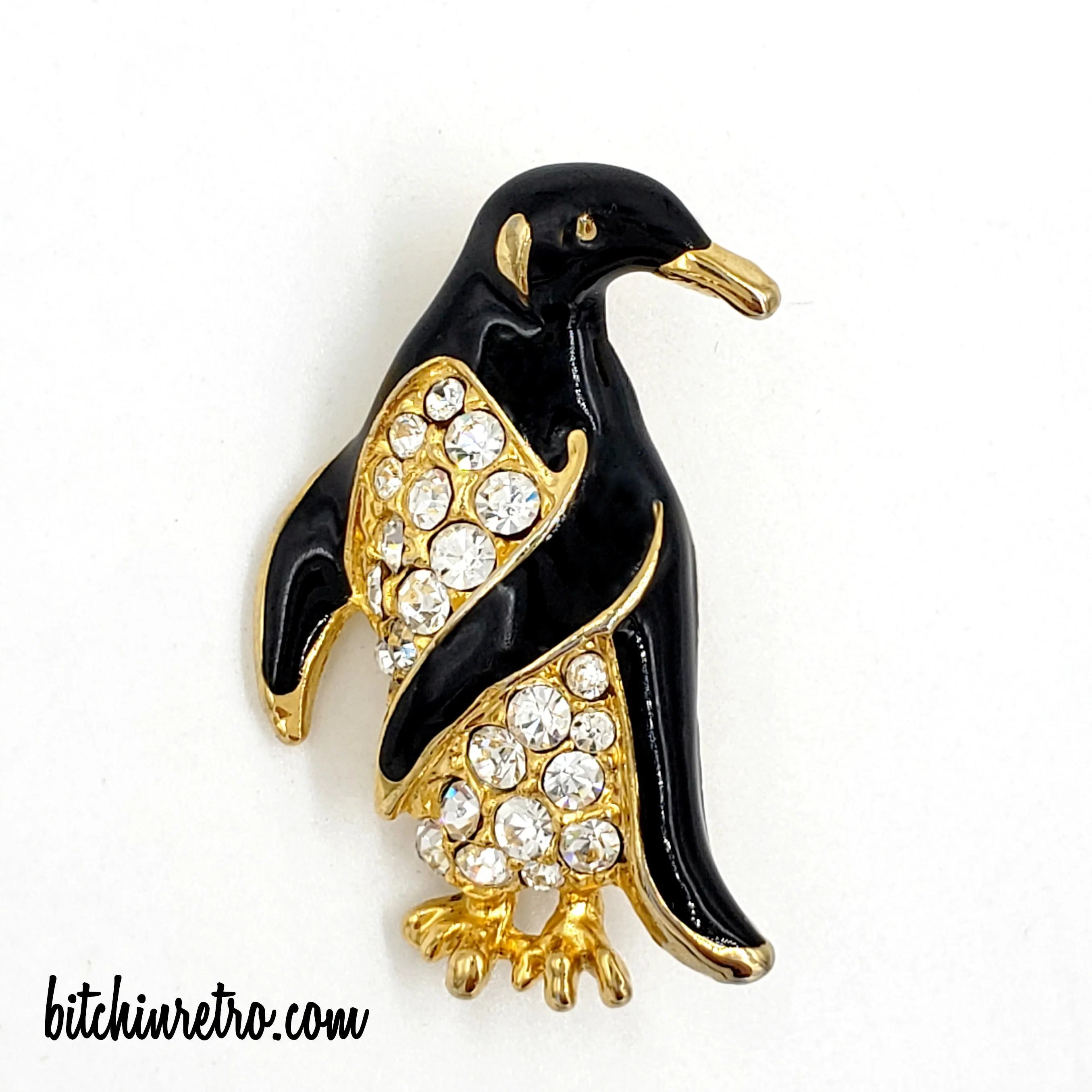 Rhinestone Penguin Brooch and Bracelet with 1928 Beaded Necklace