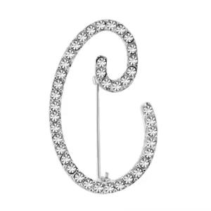 Rhodium Brass Brooches with Top Grade Crystal - Clear, In Stock, 4.70g
