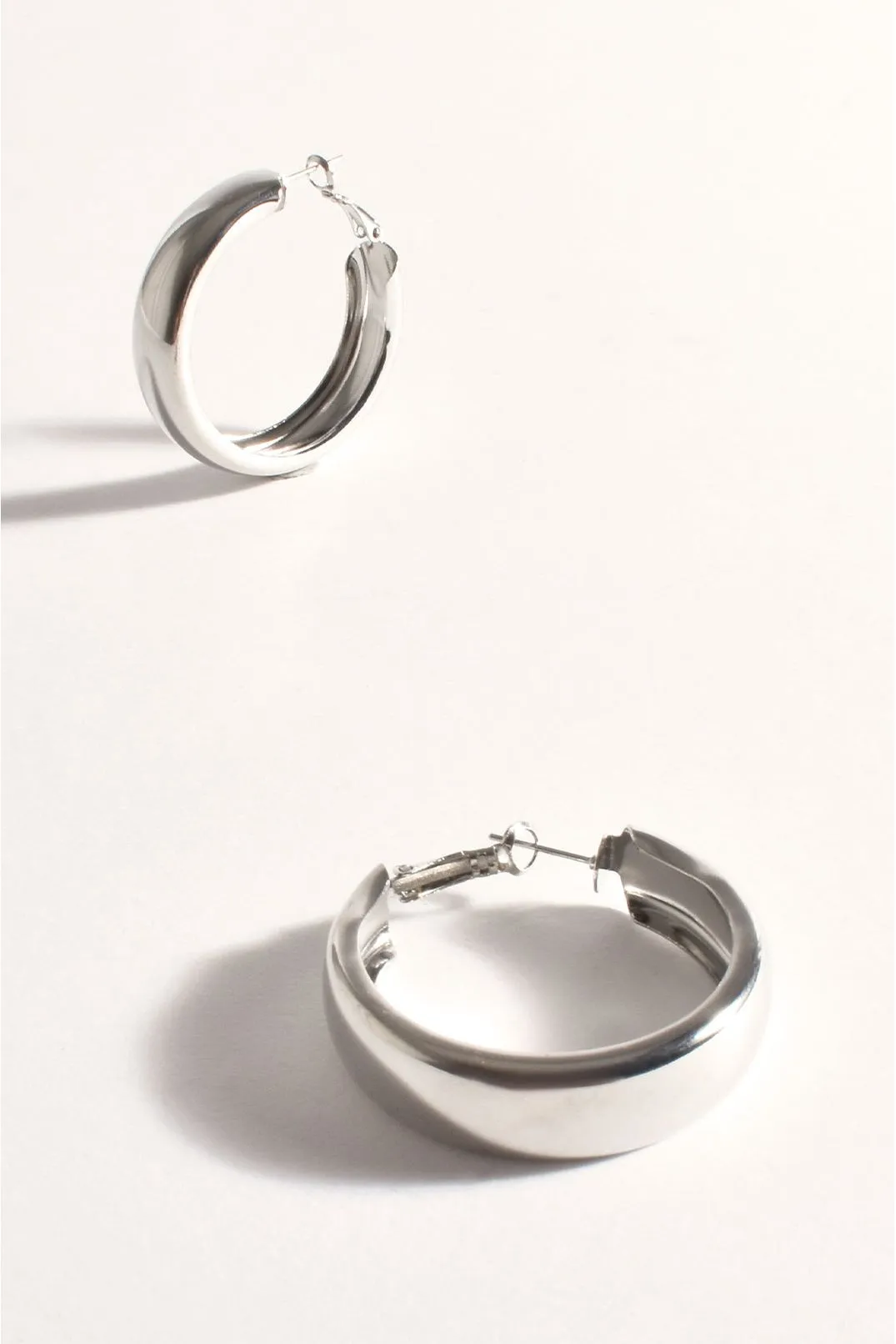 Ridged Statement Hoop Silver