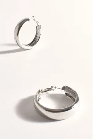 Ridged Statement Hoop Silver