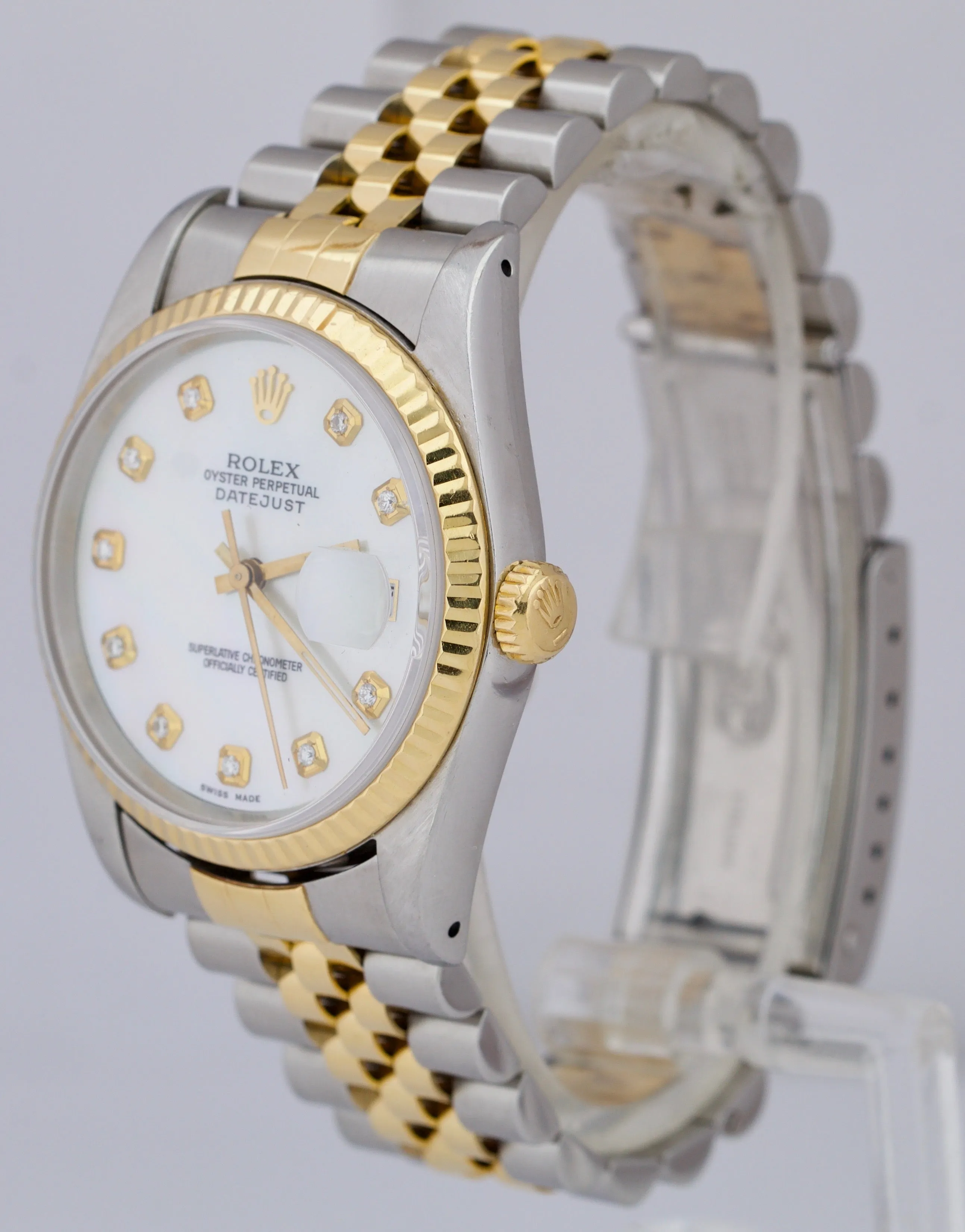 Rolex DateJust 36mm Two-Tone White MOP Stainless Steel Gold Jubilee Watch 16233
