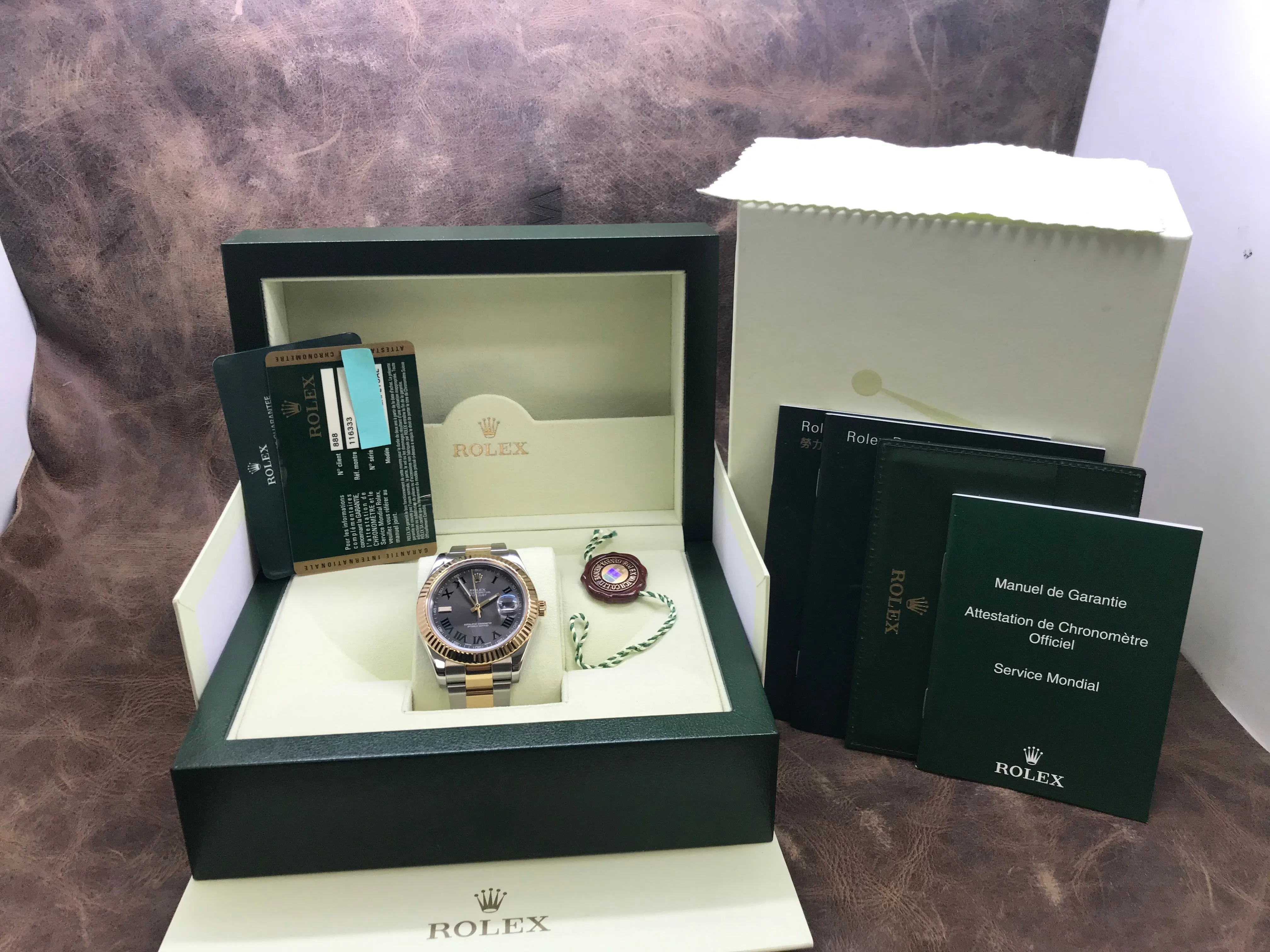Rolex Datejust II 2 year FACTORY Warranty 116333 Grey Dial Automatic Men's Watch