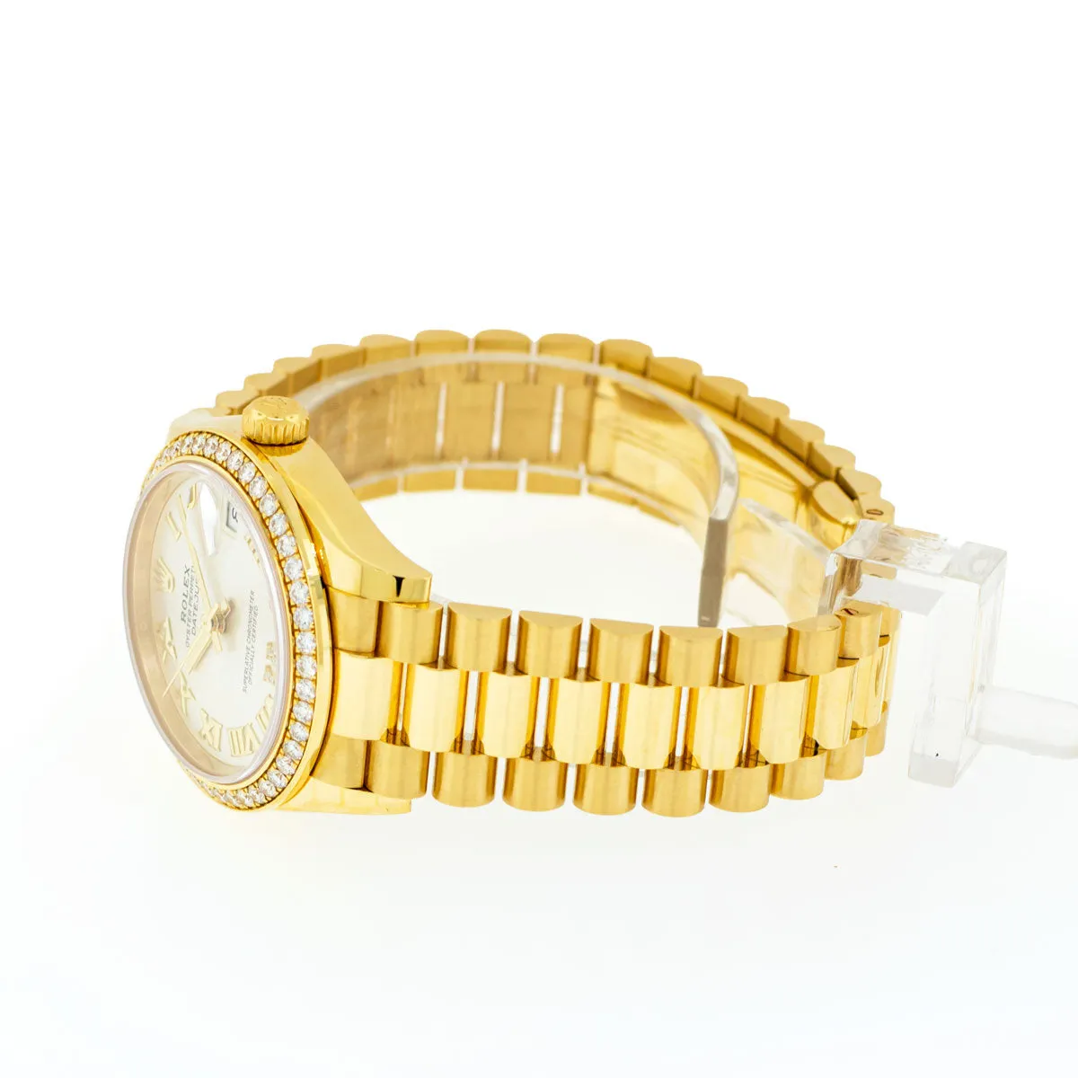 Rolex Lady-Datejust 31mm 18K Yellow Gold Silver Dial Roman Numerals & Diamond Bezel 278288