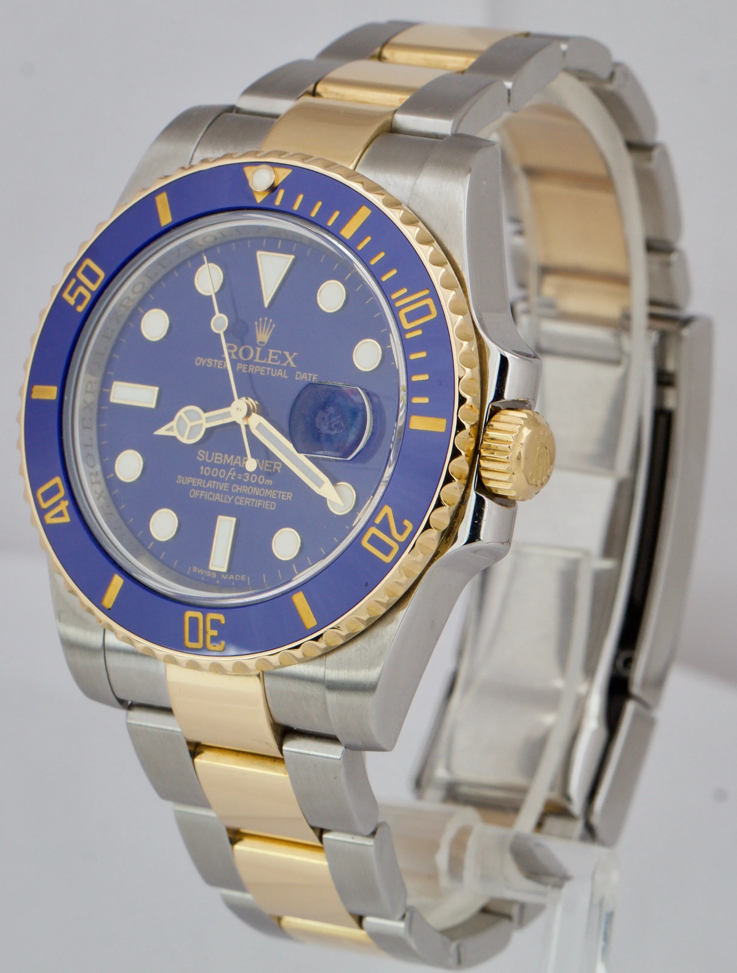 Rolex Submariner Date Ceramic Two-Tone Stainless Gold Blue Watch 116613 LB