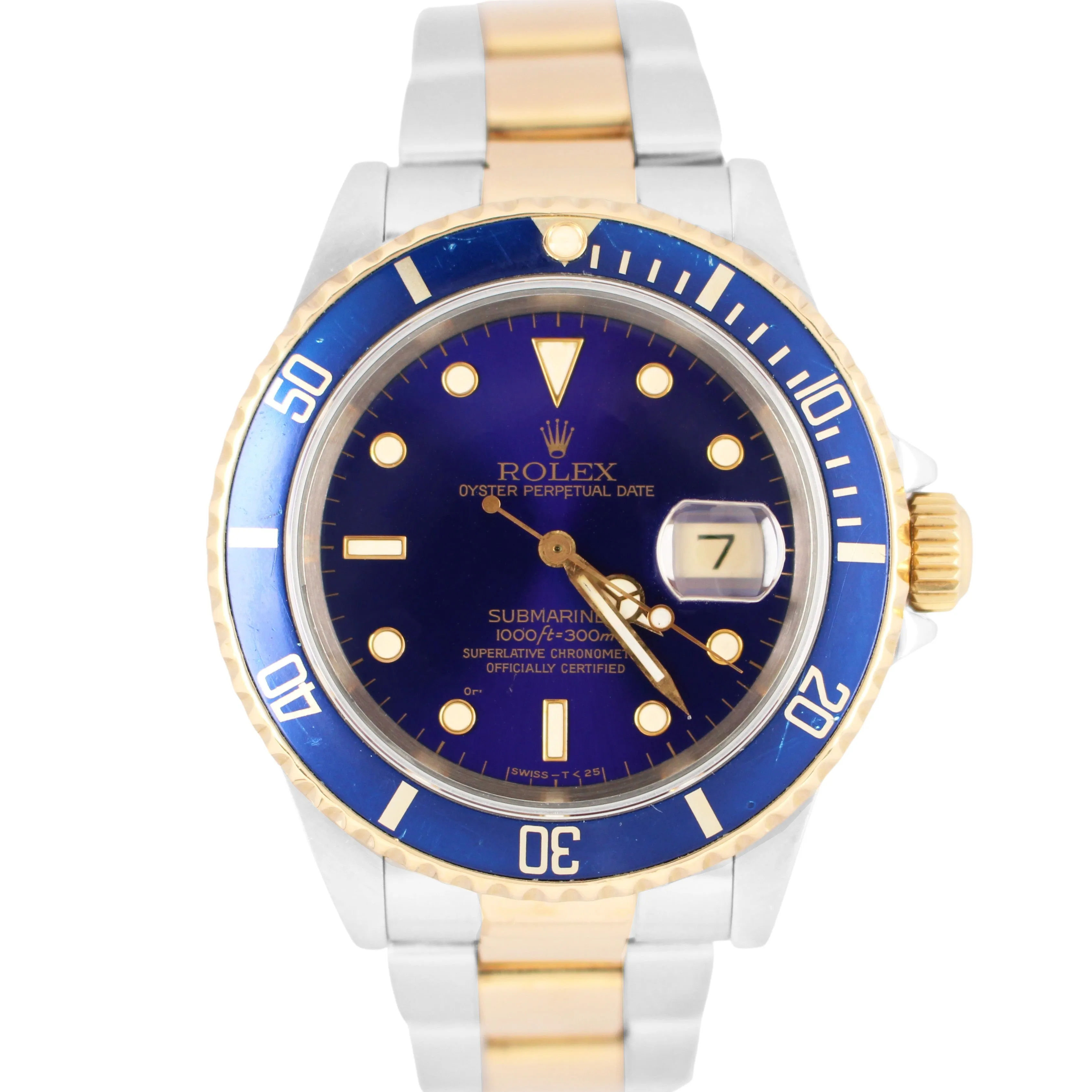 Rolex Submariner Two-Tone 18K Gold Stainless Purplish-Blue 40mm 16613 Watch