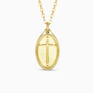 Romans 5:8 - 16" Oval Cross Petite Pendant Necklace