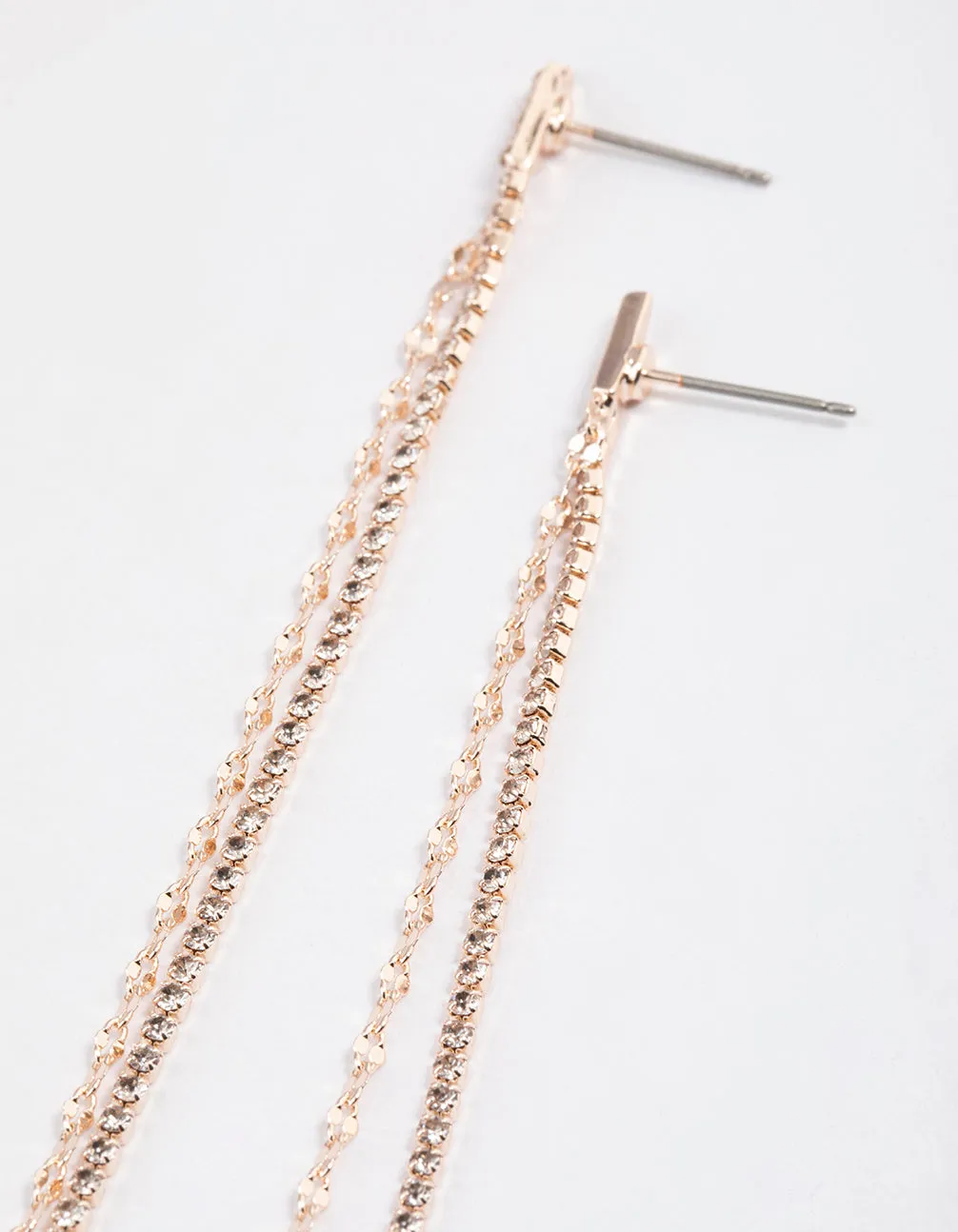 Rose Gold Chain & Cupchain Drop Earrings