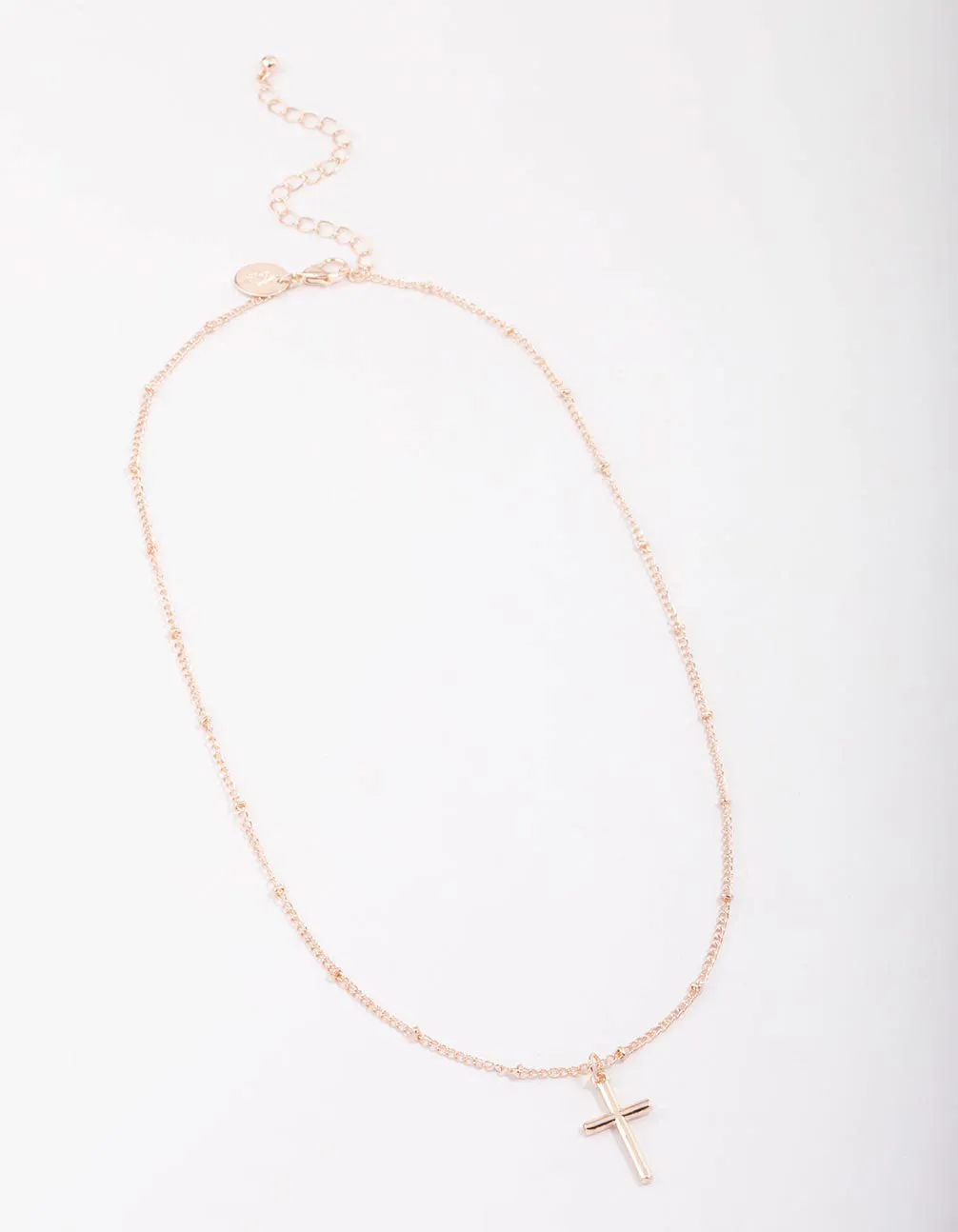 Rose Gold Classic Cross Ball Chain Necklace