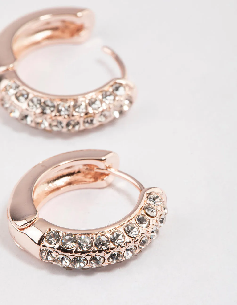 Rose Gold Diamante Mini Hoop Earrings