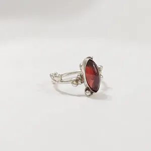 Rosebuds Midi Ring with Garnet