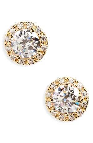 Round Halo Stud Earings