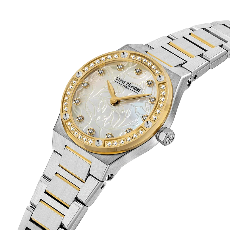 Saint Honore Haussman Women's Champagne MOP Dial Silver Gold Watch