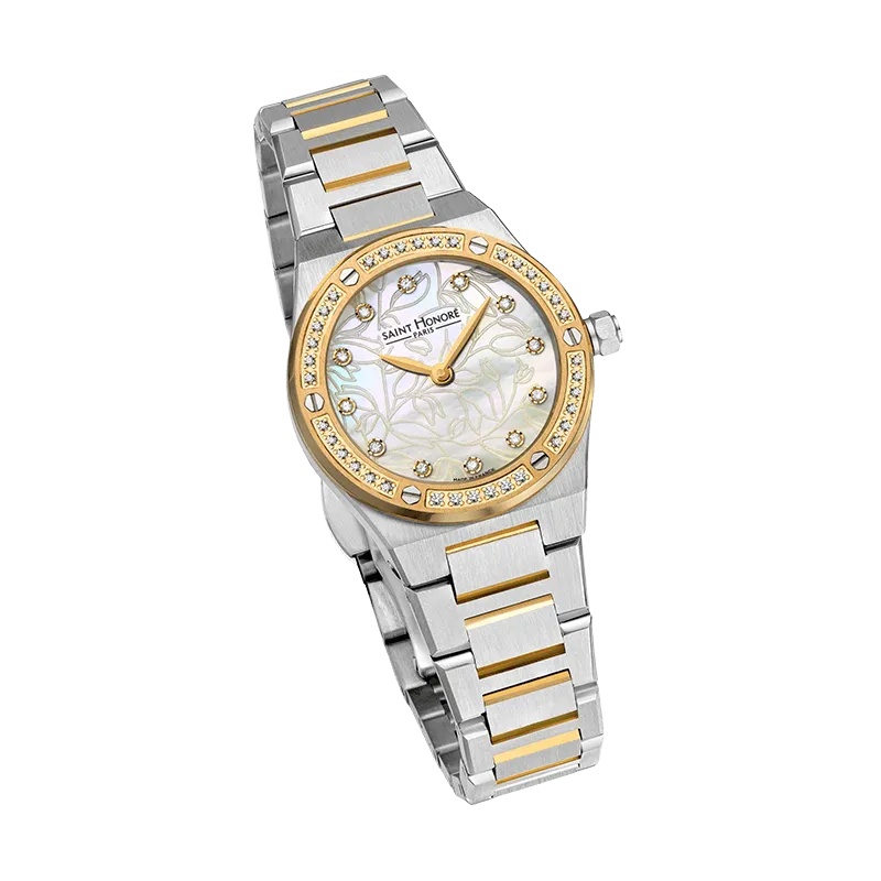 Saint Honore Haussman Women's Champagne MOP Dial Silver Gold Watch