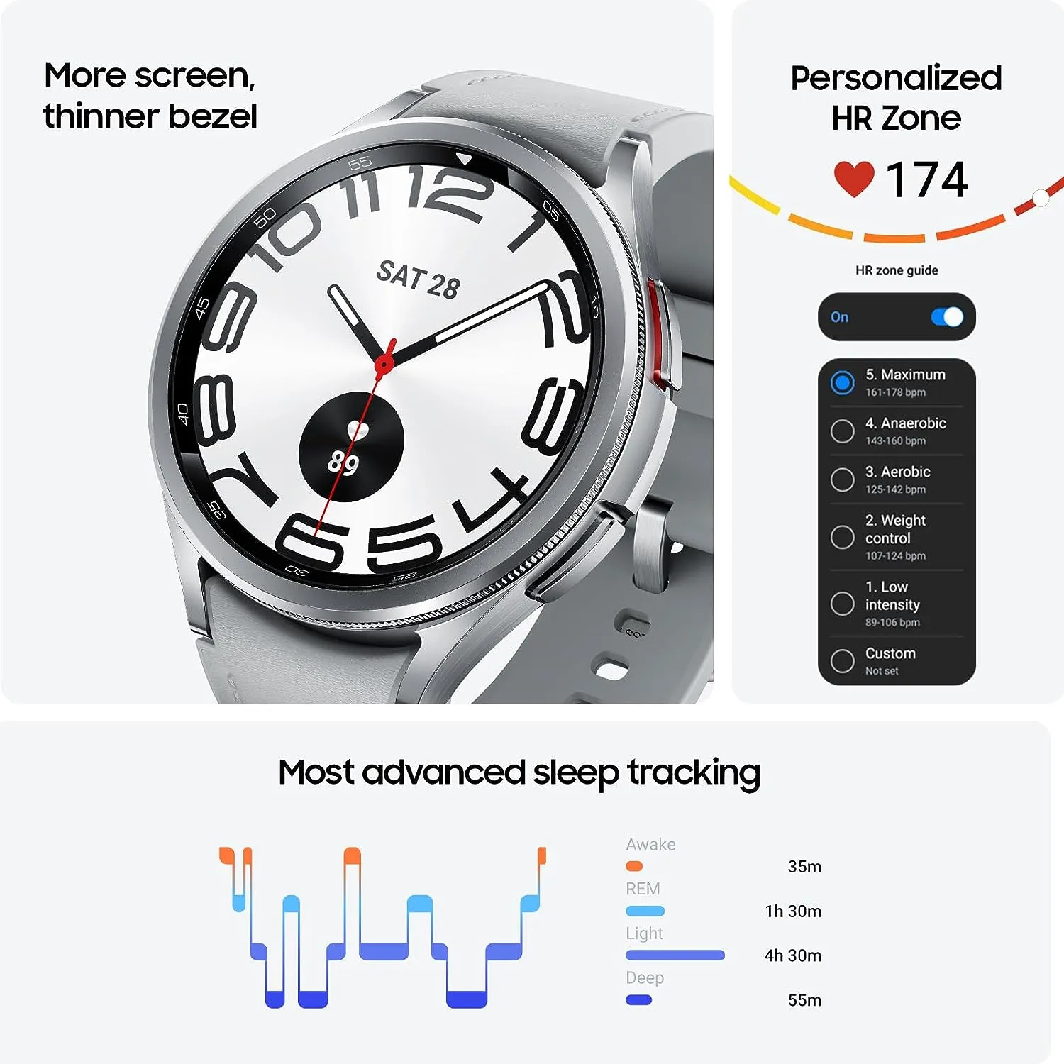 Samsung Galaxy Watch 6 44mm Smartwatch (SM-R930) - Bluetooth Smartwatch with Fitness Tracker, Personalized HR Zones, Advanced Sleep Coaching, Heart Monitor, BIA Sensor
