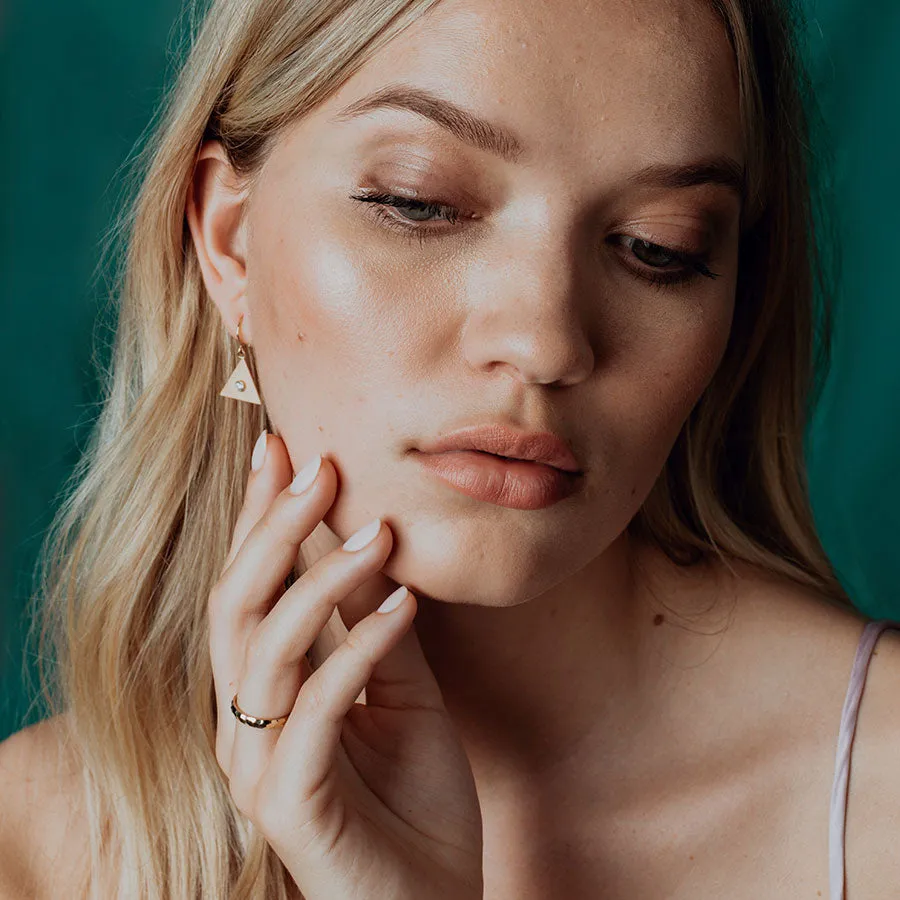 Sand Triangle Earrings with Diamond