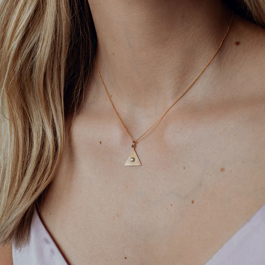 Sand Triangle Necklace with Diamond