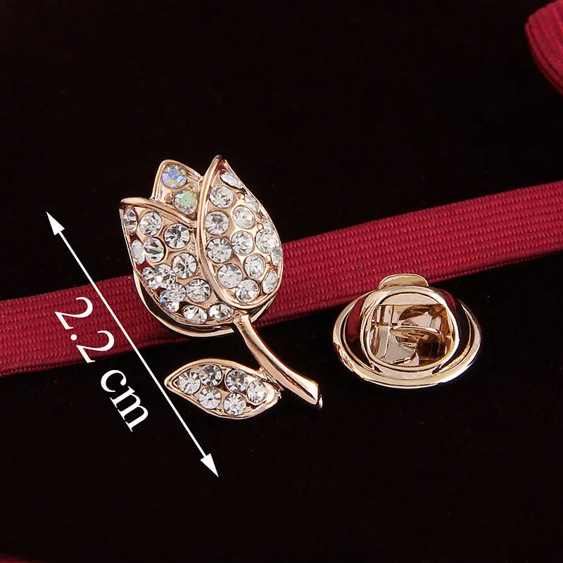 SB084 - Mini roses rhinestone collar pin brooch