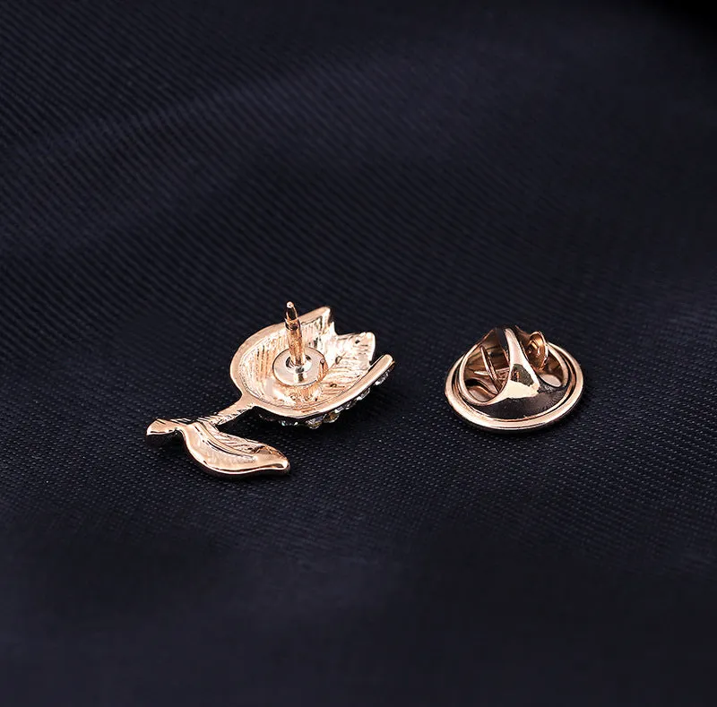 SB084 - Mini roses rhinestone collar pin brooch
