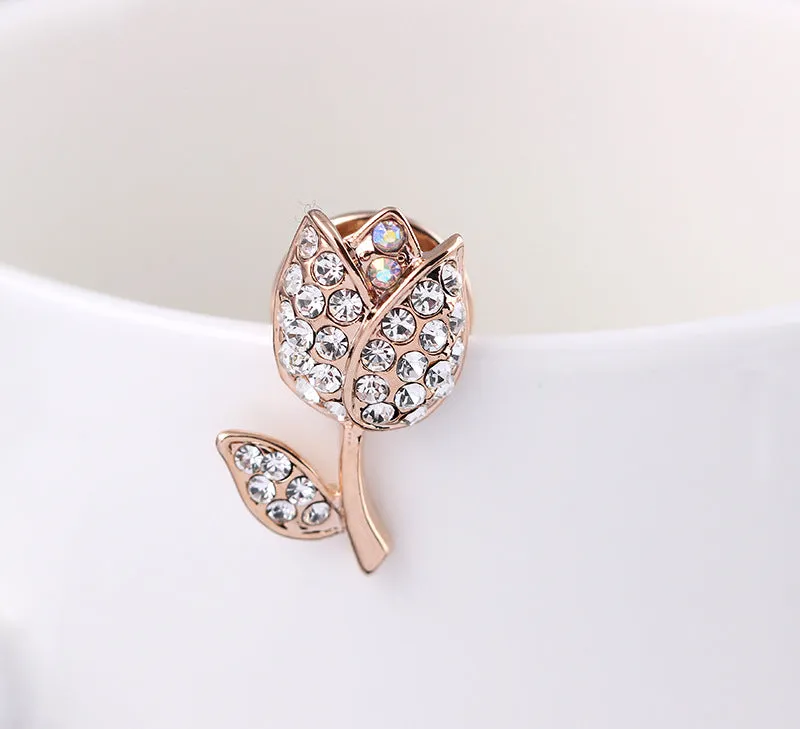 SB084 - Mini roses rhinestone collar pin brooch