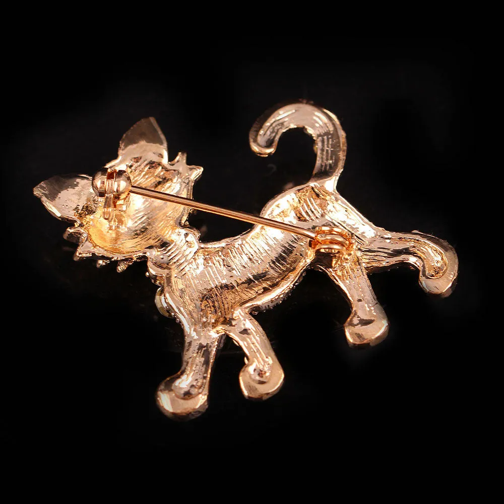 SB322 - Korean Rhinestone Cat Brooch