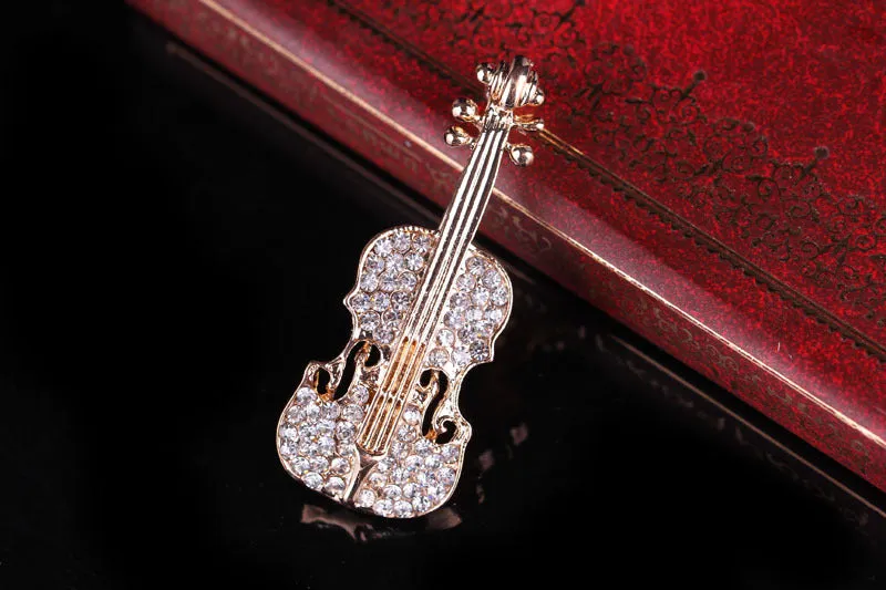 SB361 - Rhinestone Guitar Saree Brooch