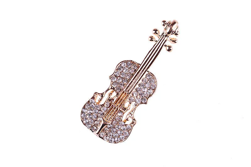 SB361 - Rhinestone Guitar Saree Brooch