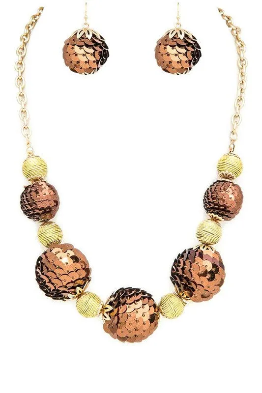 Sequins Balls Statement Necklace Set