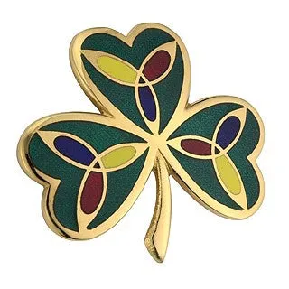 Shamrock Brooch Green Enamel 18ct Gold Plated TG1050