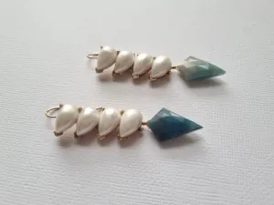 sharp elbows | vintage faux pearl blue calcite long earrings