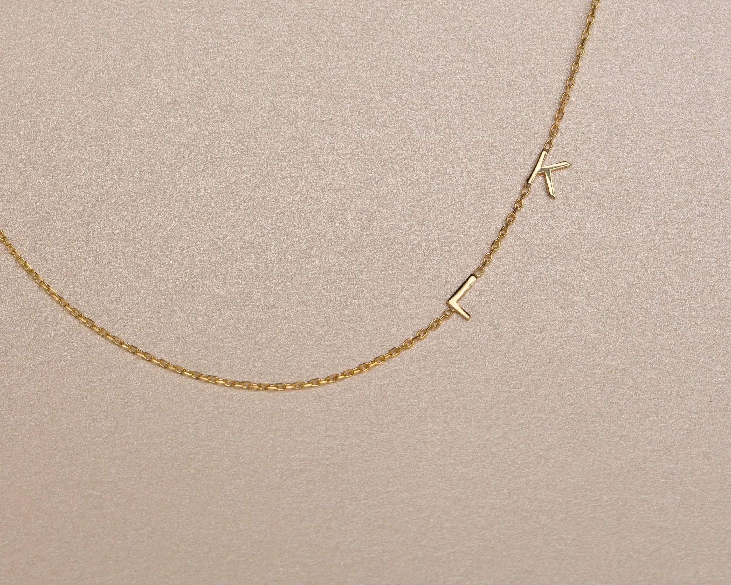 Sideways Initial Necklace - 18K Gold Vermeil