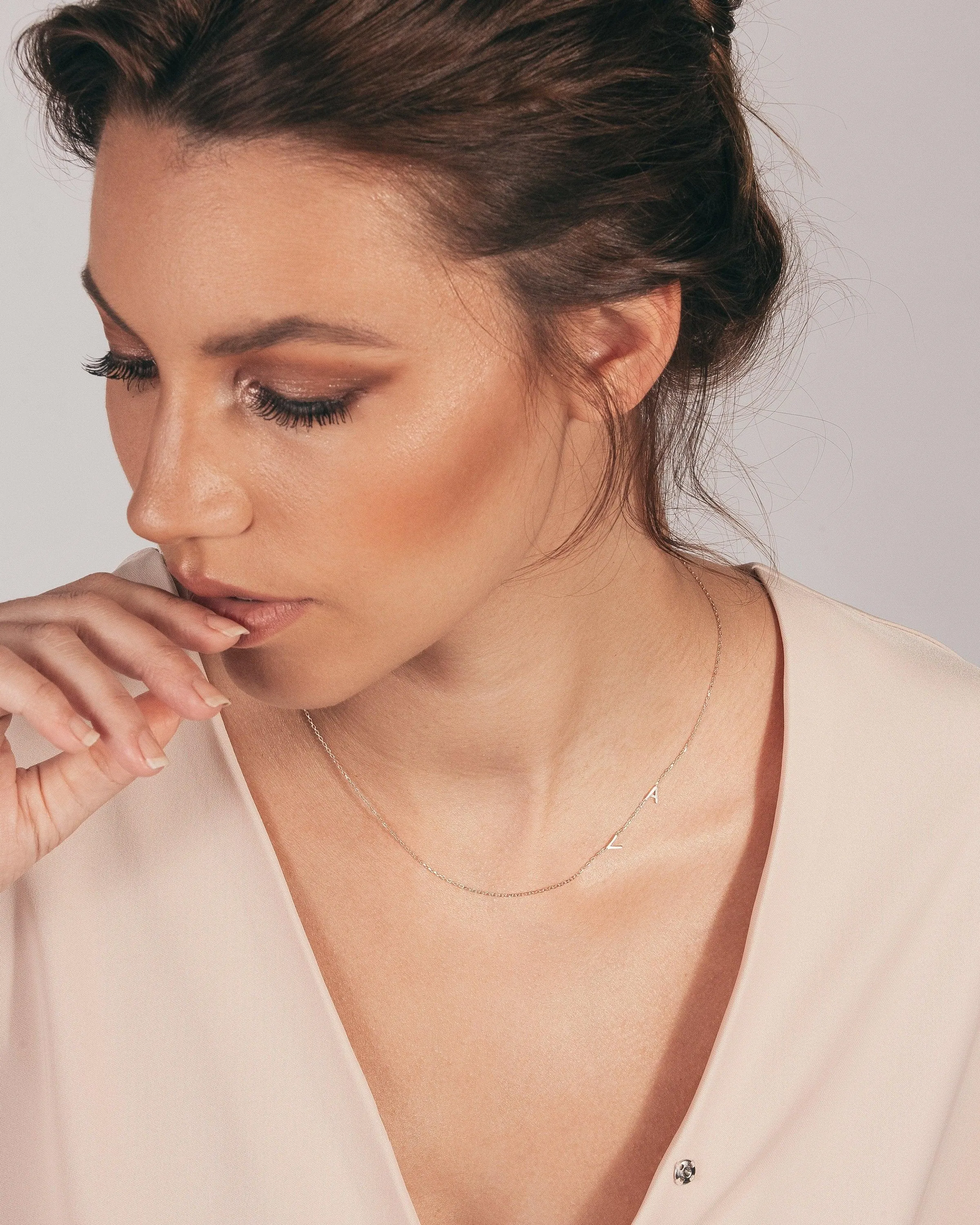 Sideways Initial Necklace - 18K Gold Vermeil