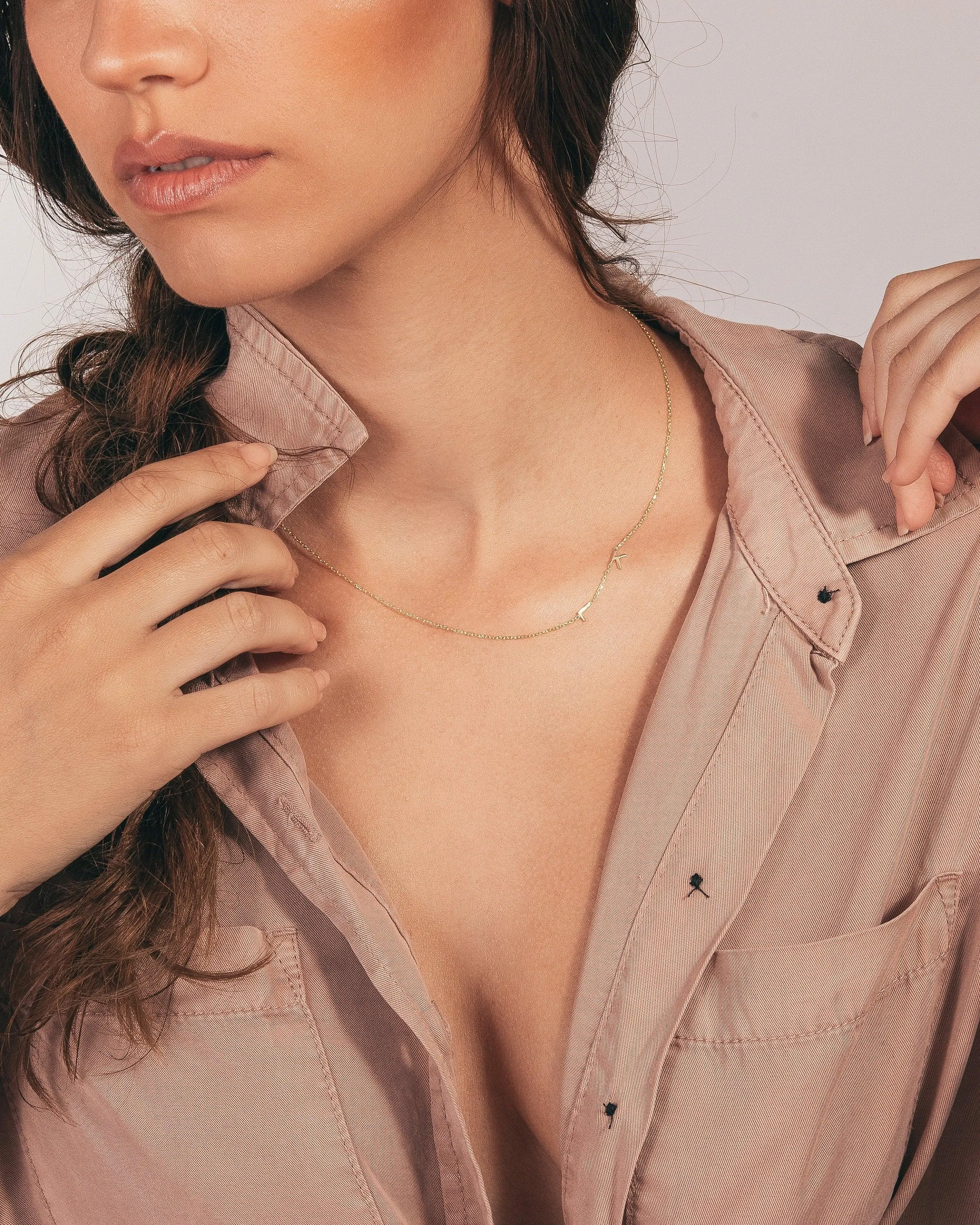 Sideways Initial Necklace - 18K Gold Vermeil