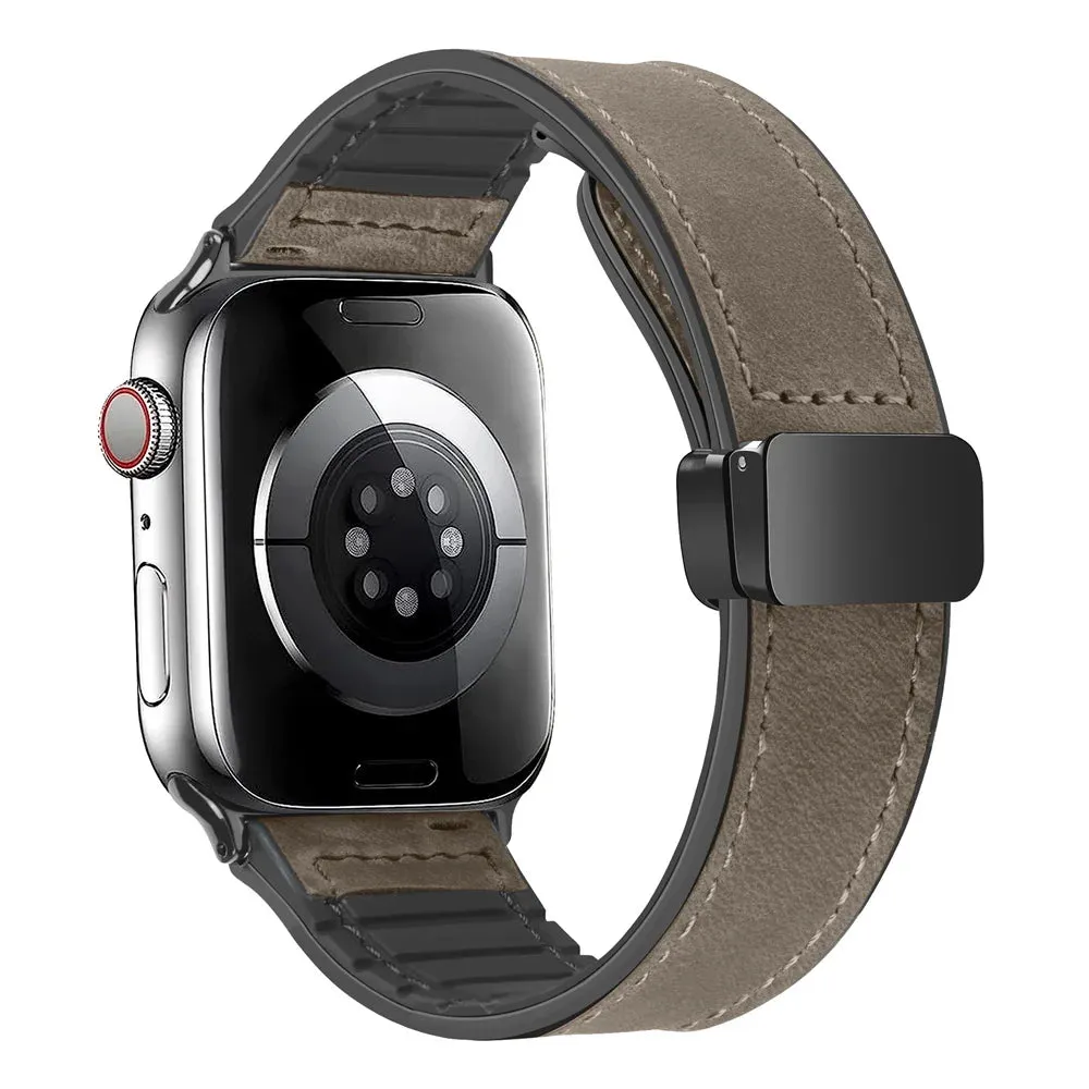 Silicone Leather Band with Magnetic Clasp for Apple Watch