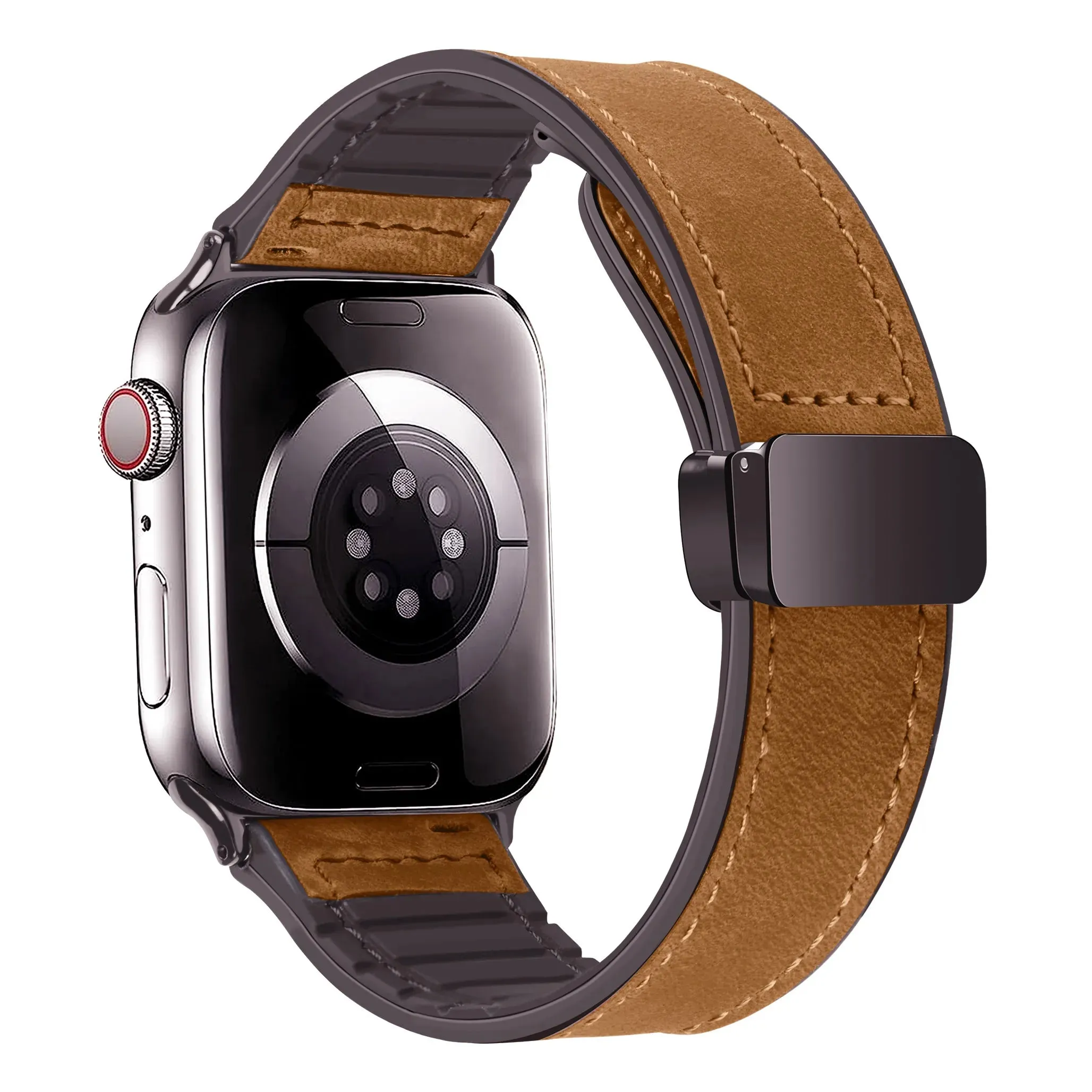 Silicone Leather Band with Magnetic Clasp for Apple Watch