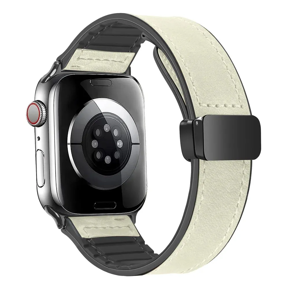 Silicone Leather Band with Magnetic Clasp for Apple Watch