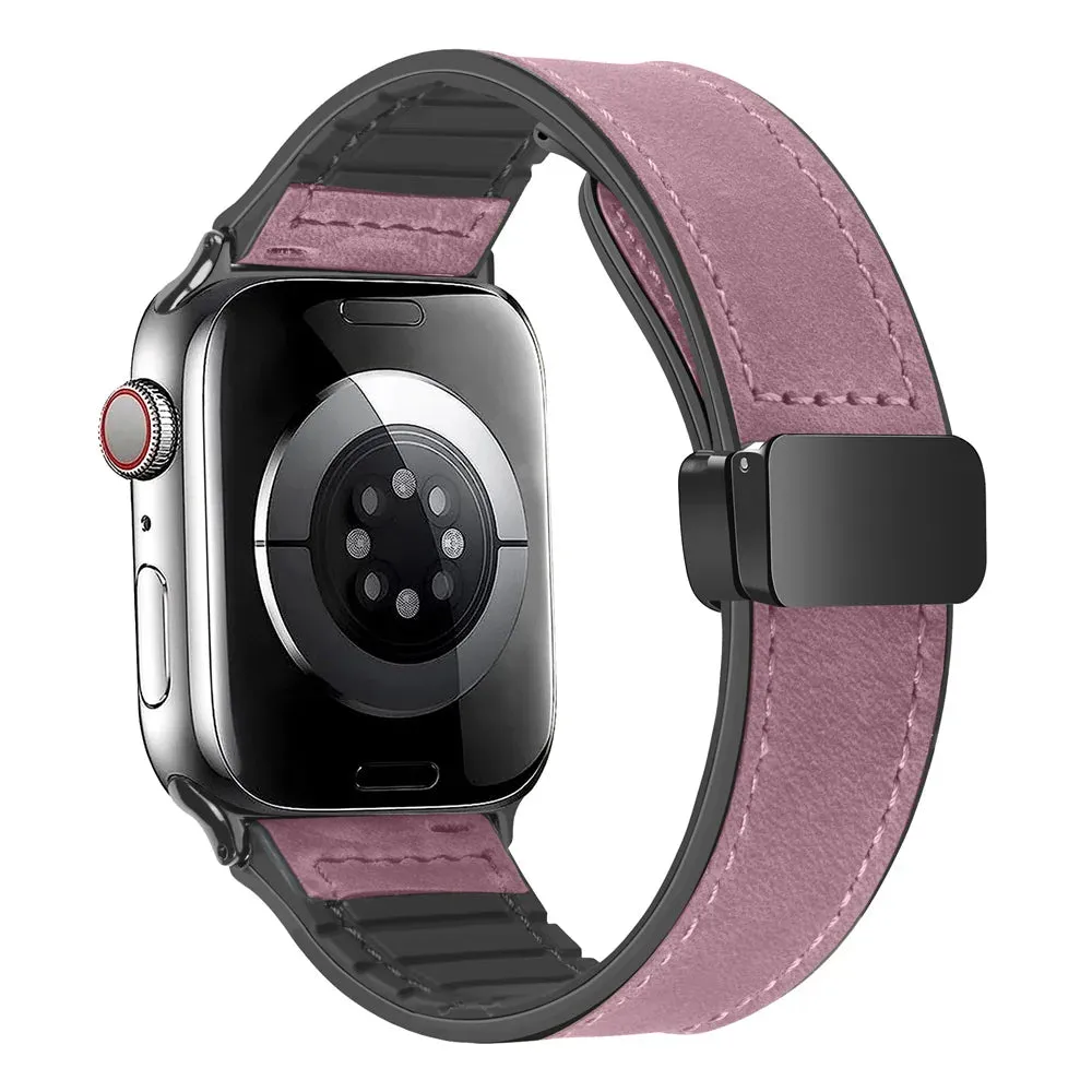 Silicone Leather Band with Magnetic Clasp for Apple Watch