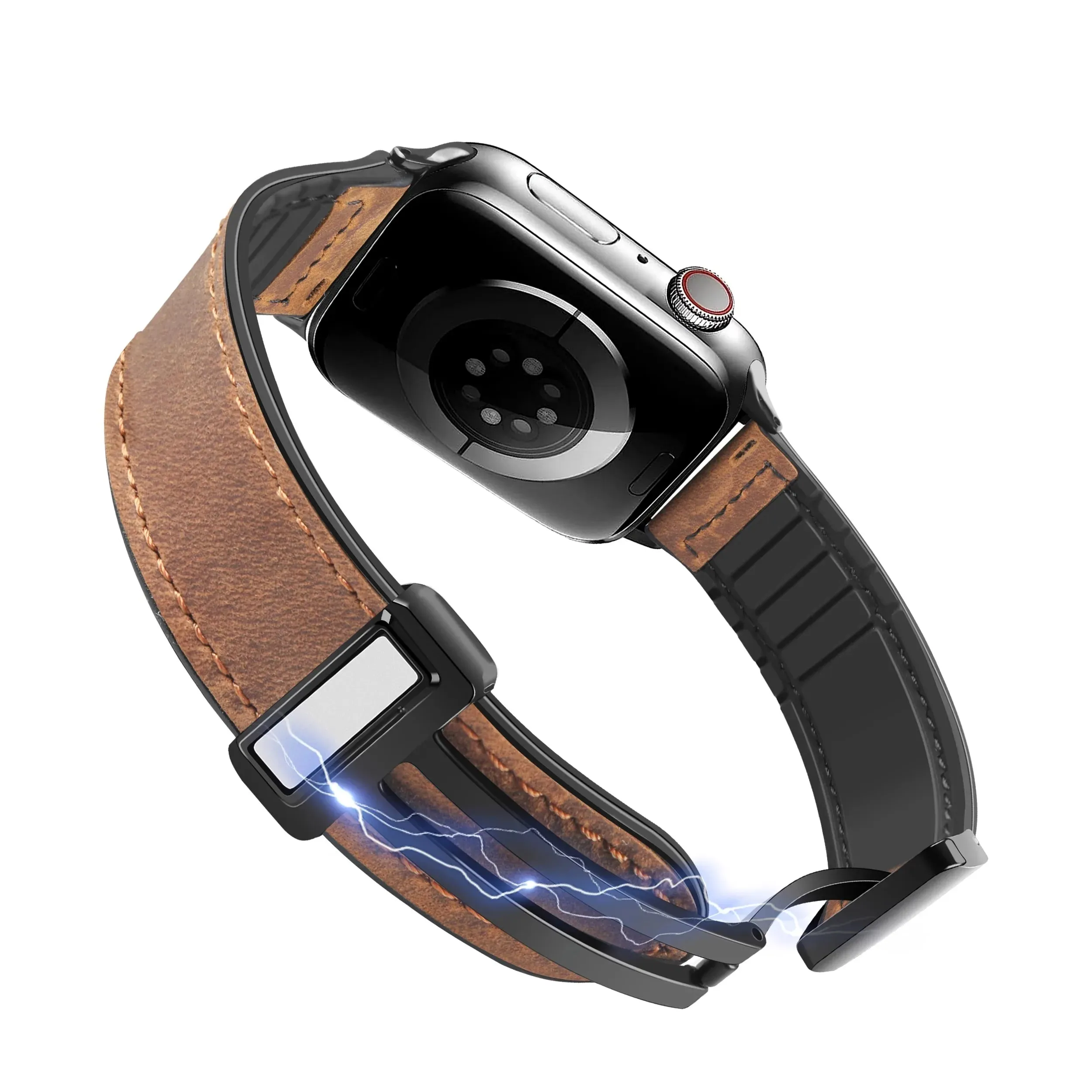 Silicone Leather Band with Magnetic Clasp for Apple Watch