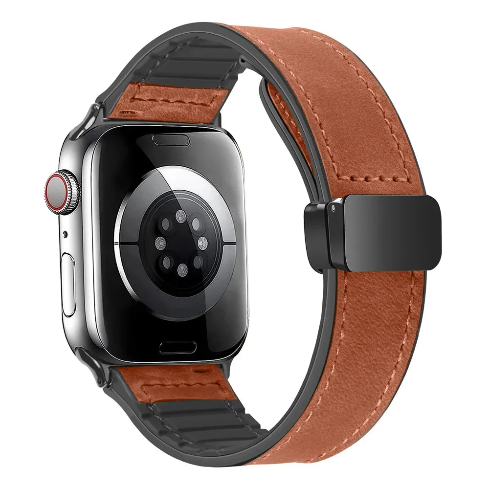 Silicone Leather Band with Magnetic Clasp for Apple Watch