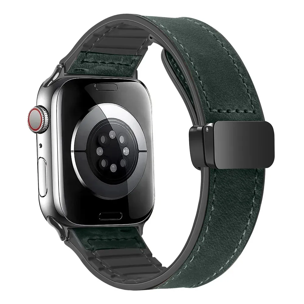 Silicone Leather Band with Magnetic Clasp for Apple Watch
