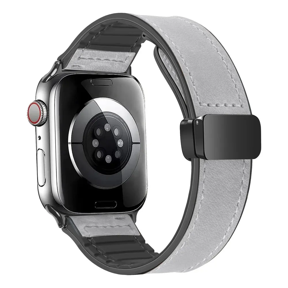 Silicone Leather Band with Magnetic Clasp for Apple Watch
