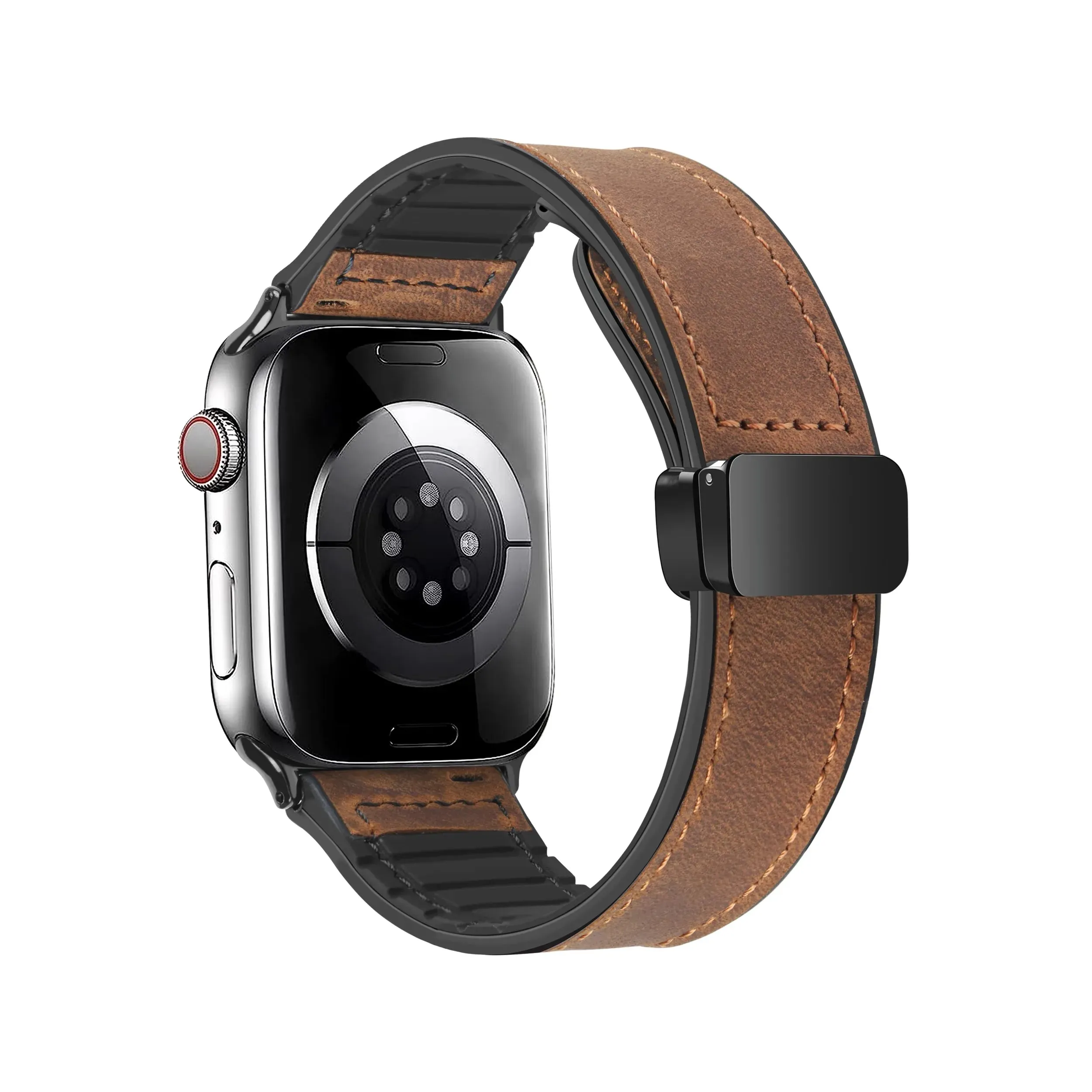 Silicone Leather Band with Magnetic Clasp for Apple Watch