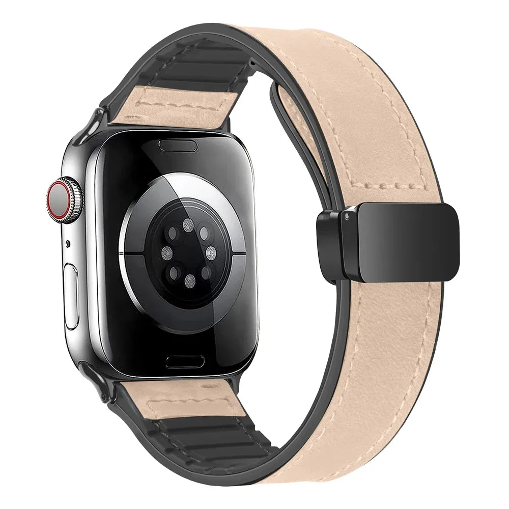 Silicone Leather Band with Magnetic Clasp for Apple Watch