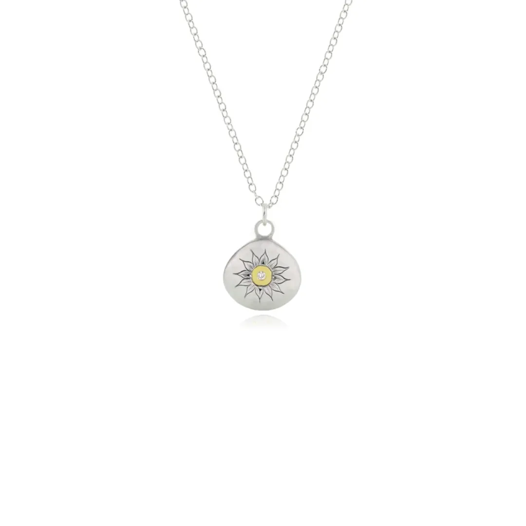 Silver & Gold Soleil Charm Diamond Pendant