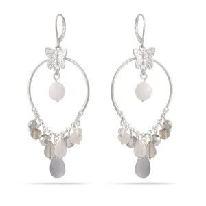 SILVER BUTTERFLY DROP  EARRINGS #205WH3701 (8F8/4B6/1D20)