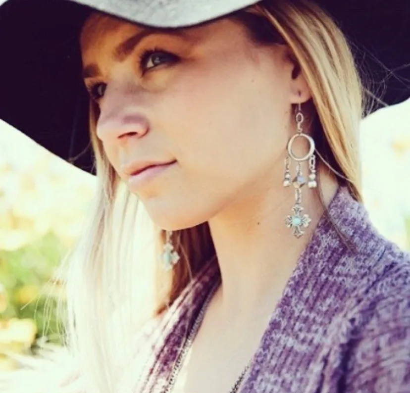 Silver Cross Dangle Earrings
